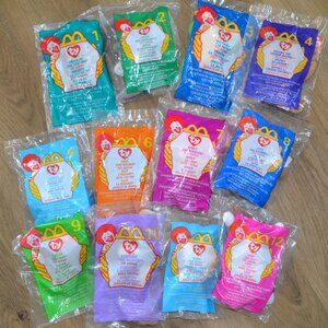 TY Teenie Beanie Babies 1999 Complete Set of 12 McDonalds Happy Meal Sealed NEW